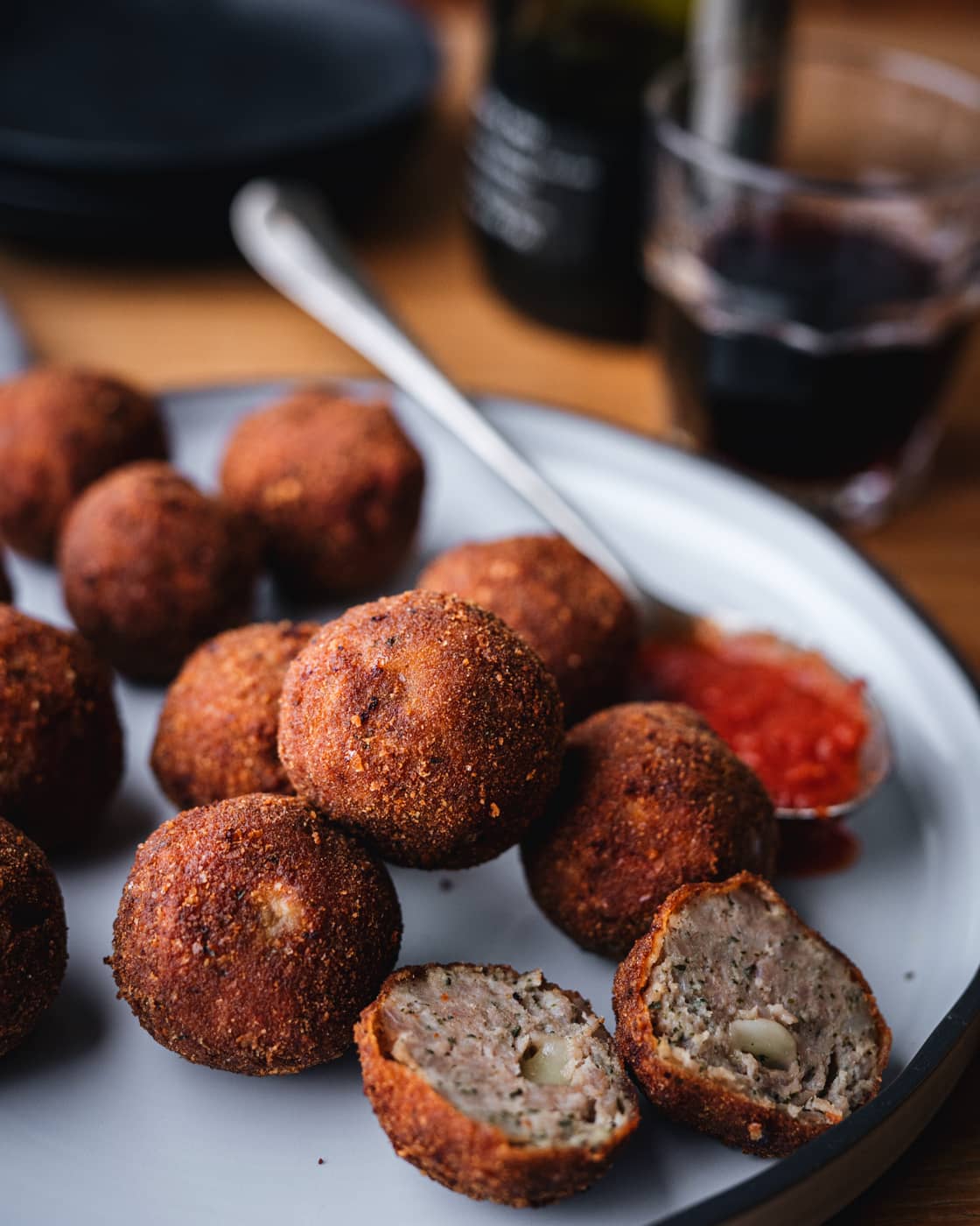 FRIED CHEESE STUFFED MEATBALLS