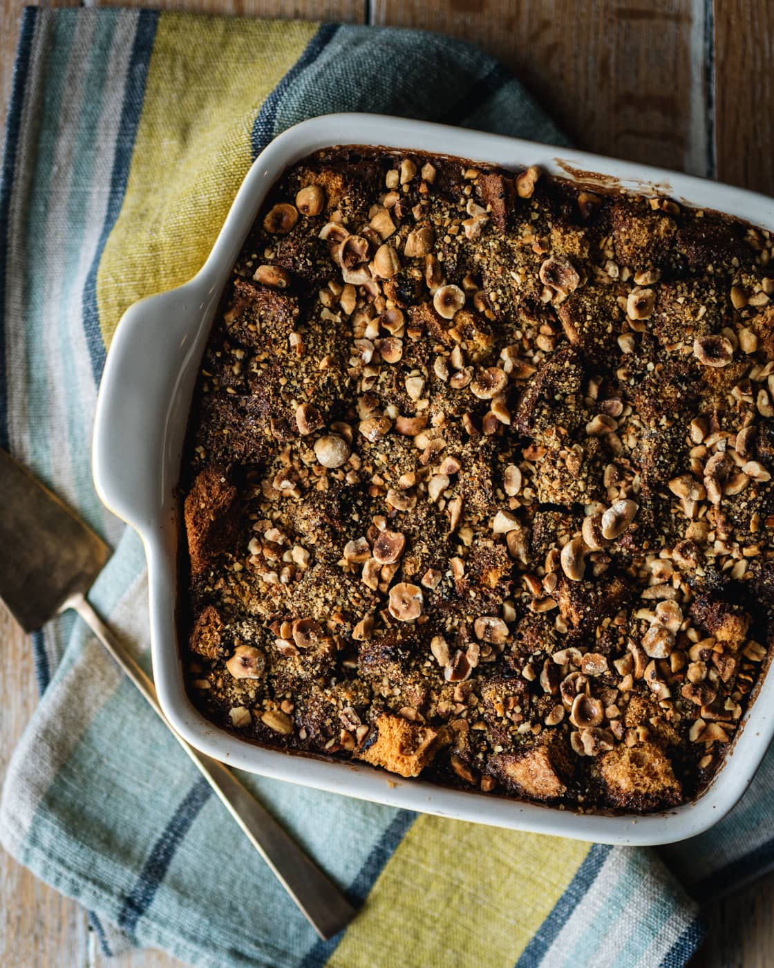 HAZELNUT COCOA PANETTONE BREAD PUDDING