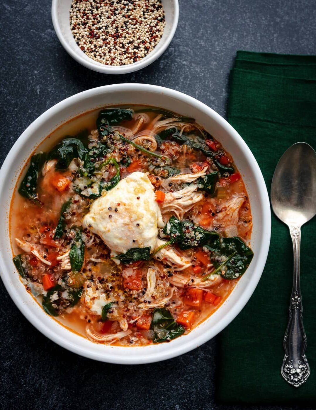 SOUPE QUINOA, POULET ET PATATE DOUCE