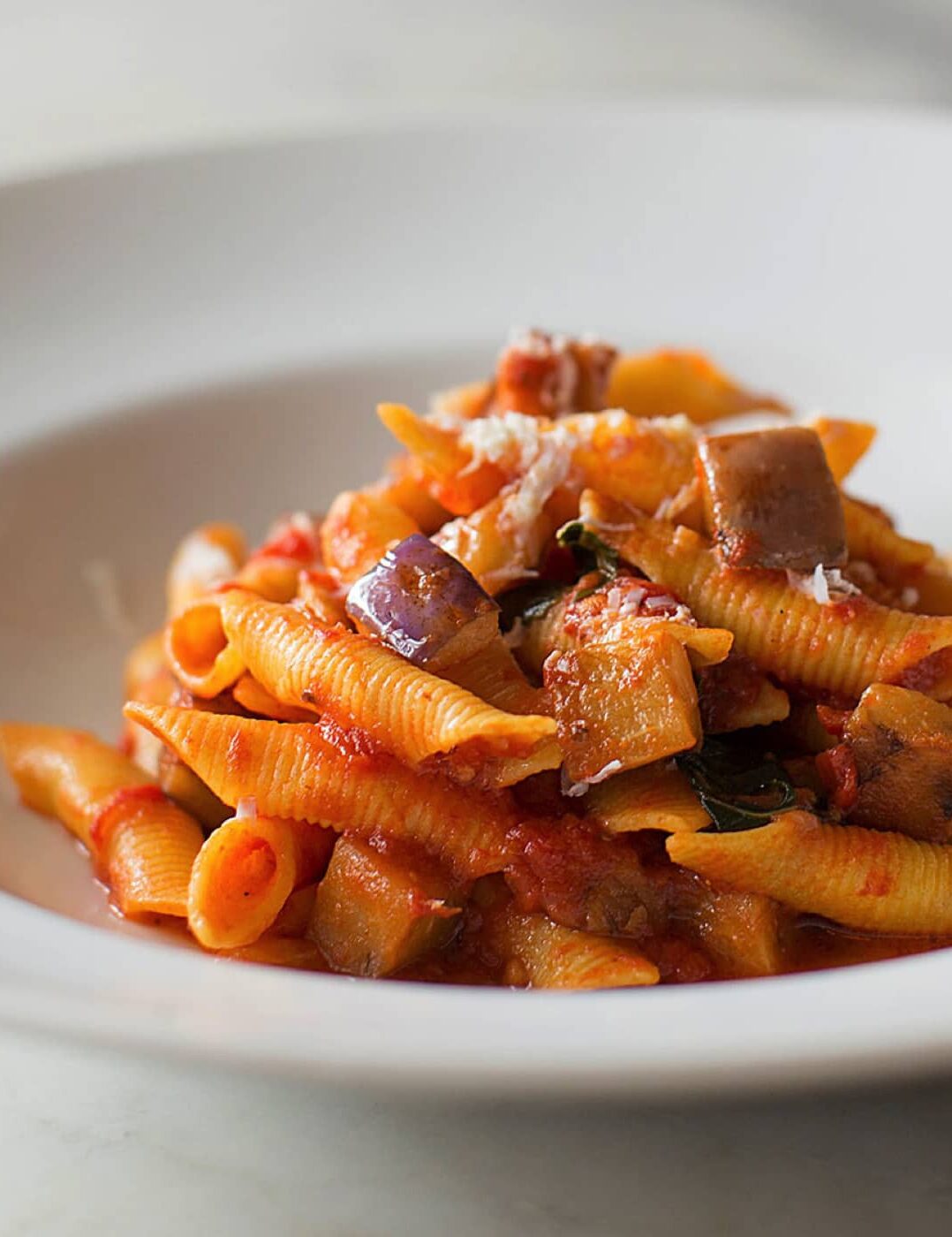 Garganelli aubergine et marjolaine