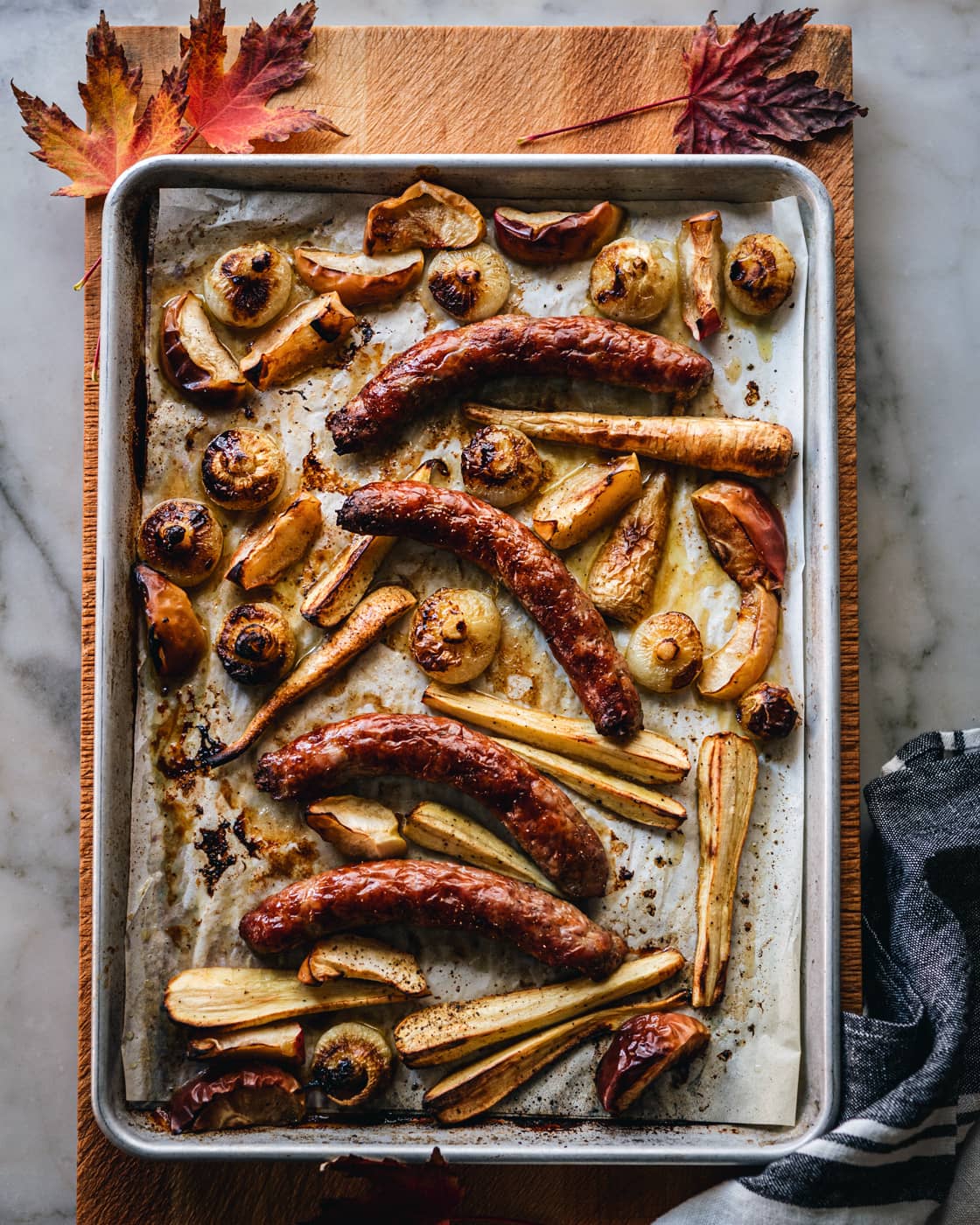 TUSCAN SAUSAGE WITH ROASTED APPLES AND PARSNIPS
