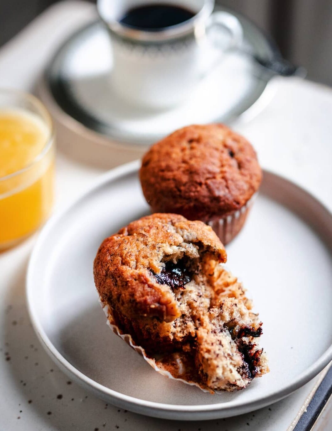 MUFFINS AUX BANANES ET À LA TARTINADE NOISETTES CACAO