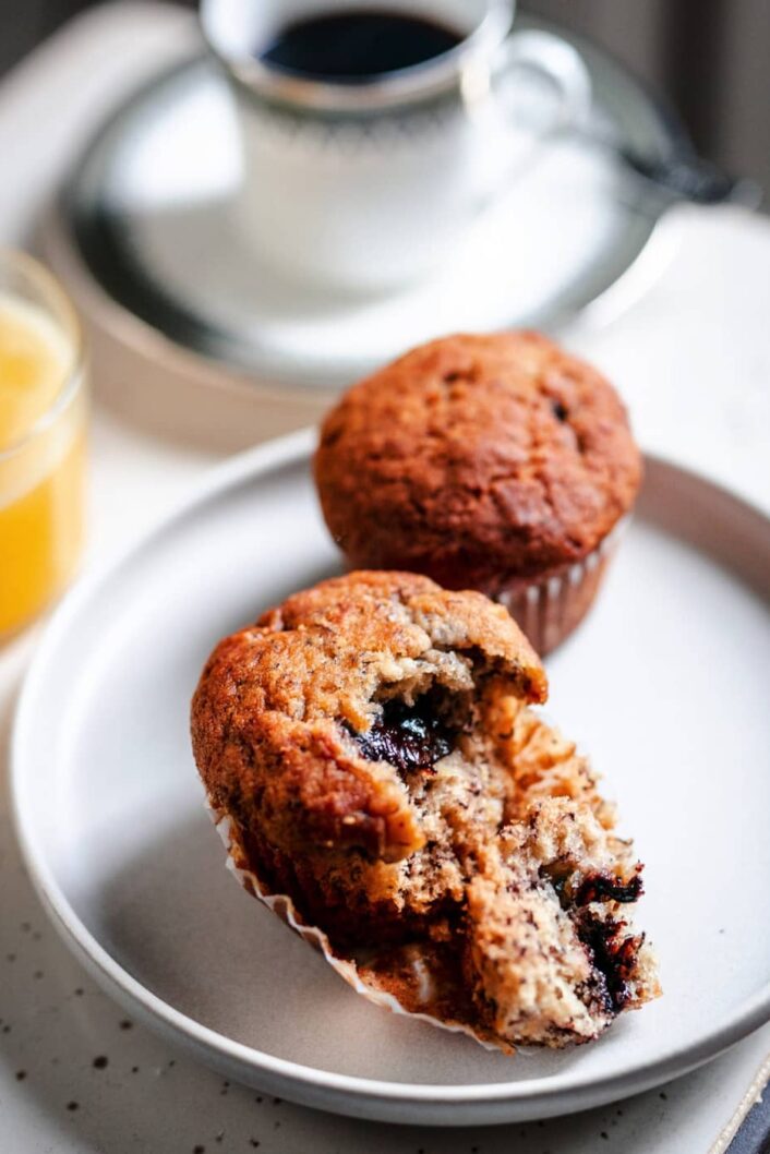 MUFFINS AUX BANANES ET À LA TARTINADE NOISETTES CACAO