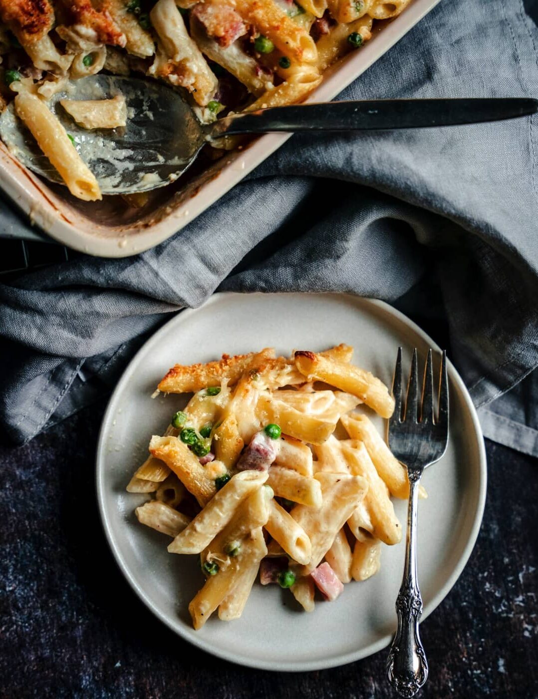 GRATIN DE PENNE AU JAMBON ET AU FROMAGE