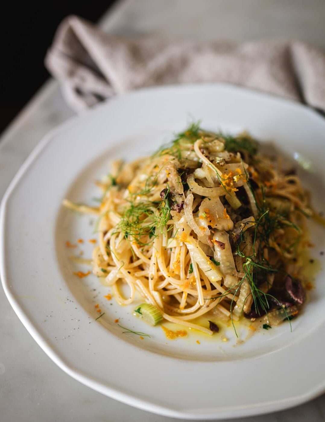 Spaghetti fenouil et olives