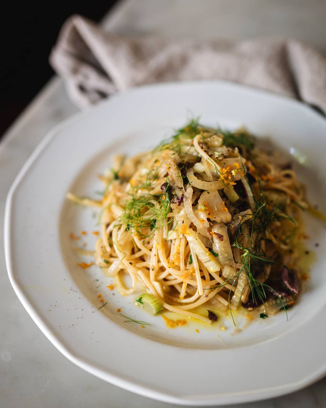 Spaghetti fenouil et olives