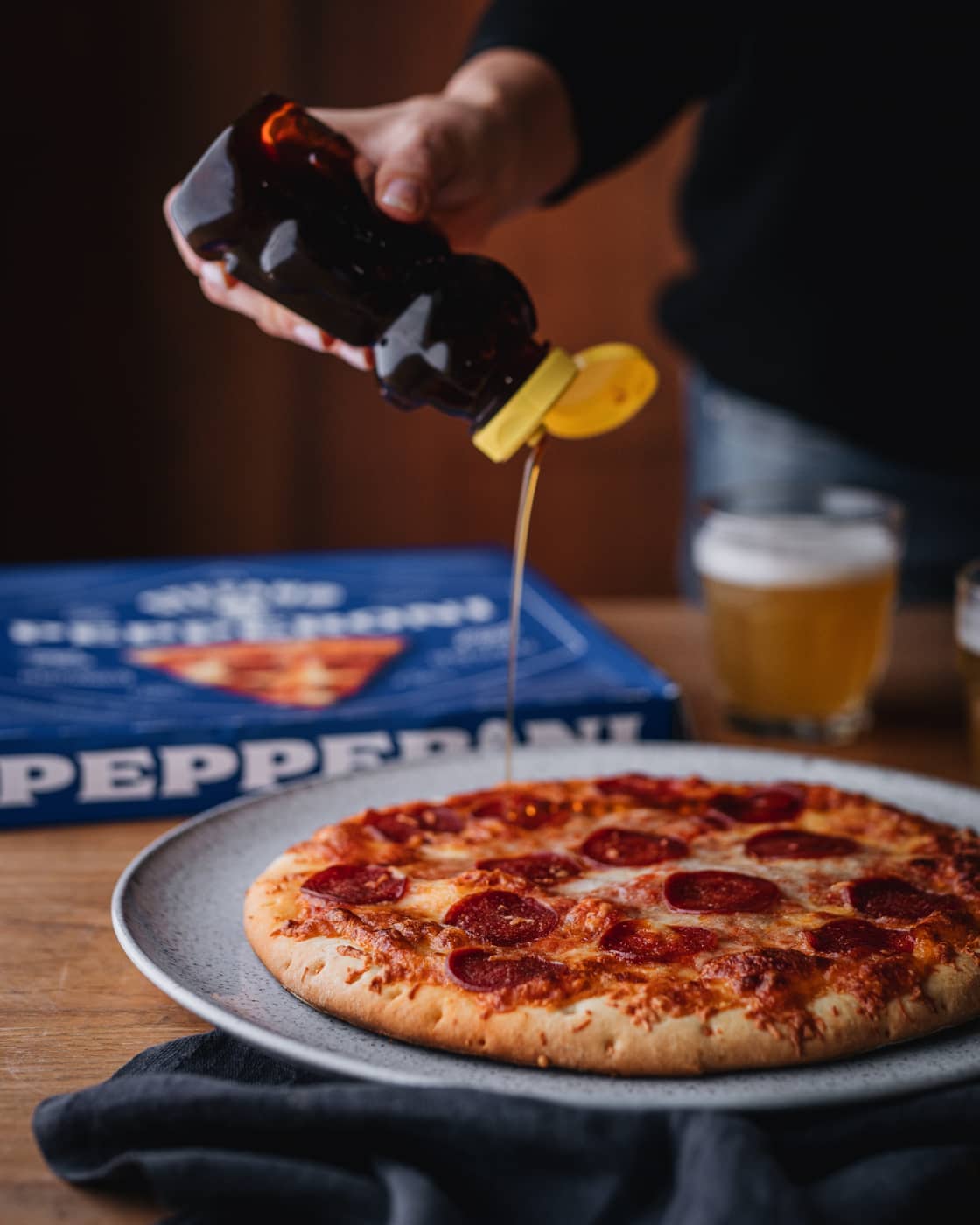 PEPPERONI PIZZA WITH SPICY HONEY