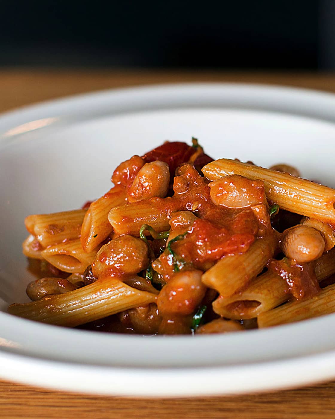 Penne pancetta et haricots