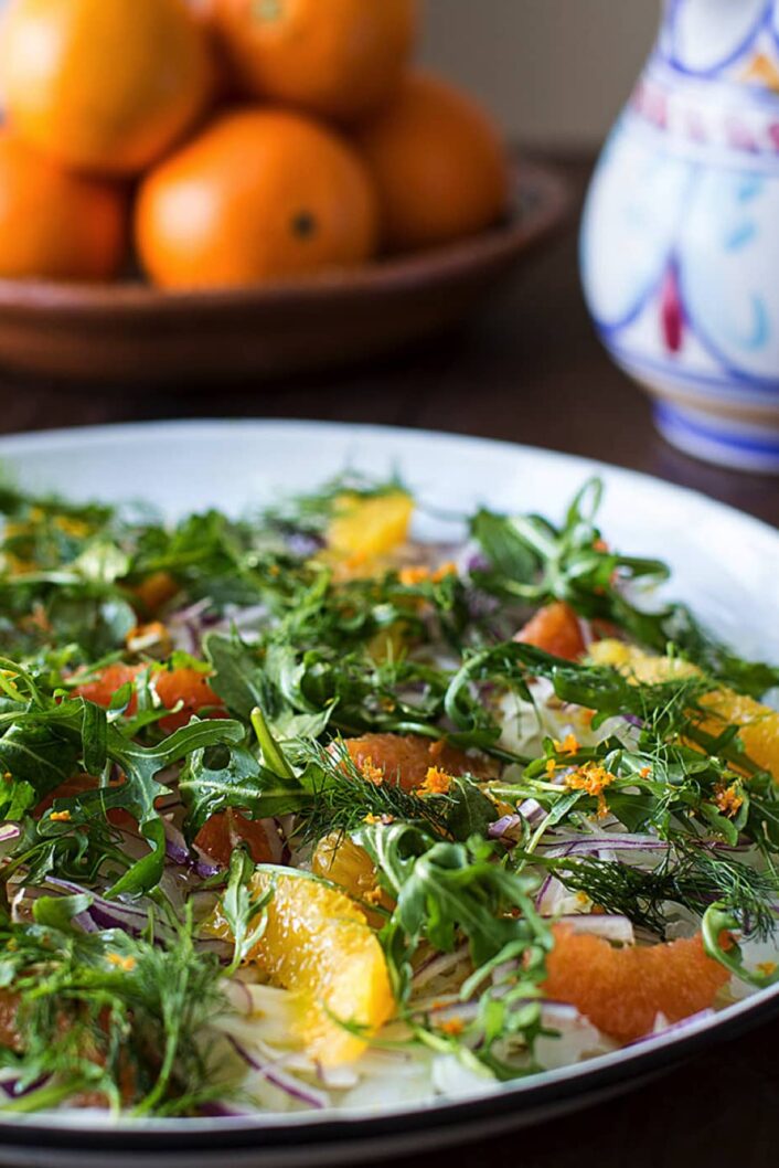 Salade de fenouil, orange et roquette