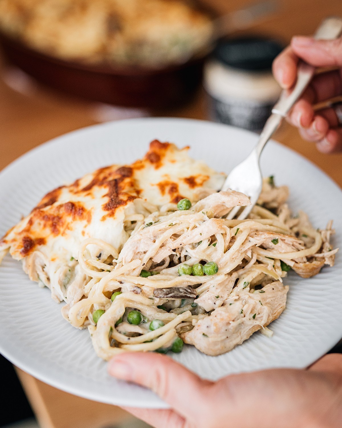 The Creamiest Linguine Chicken Tetrazzini