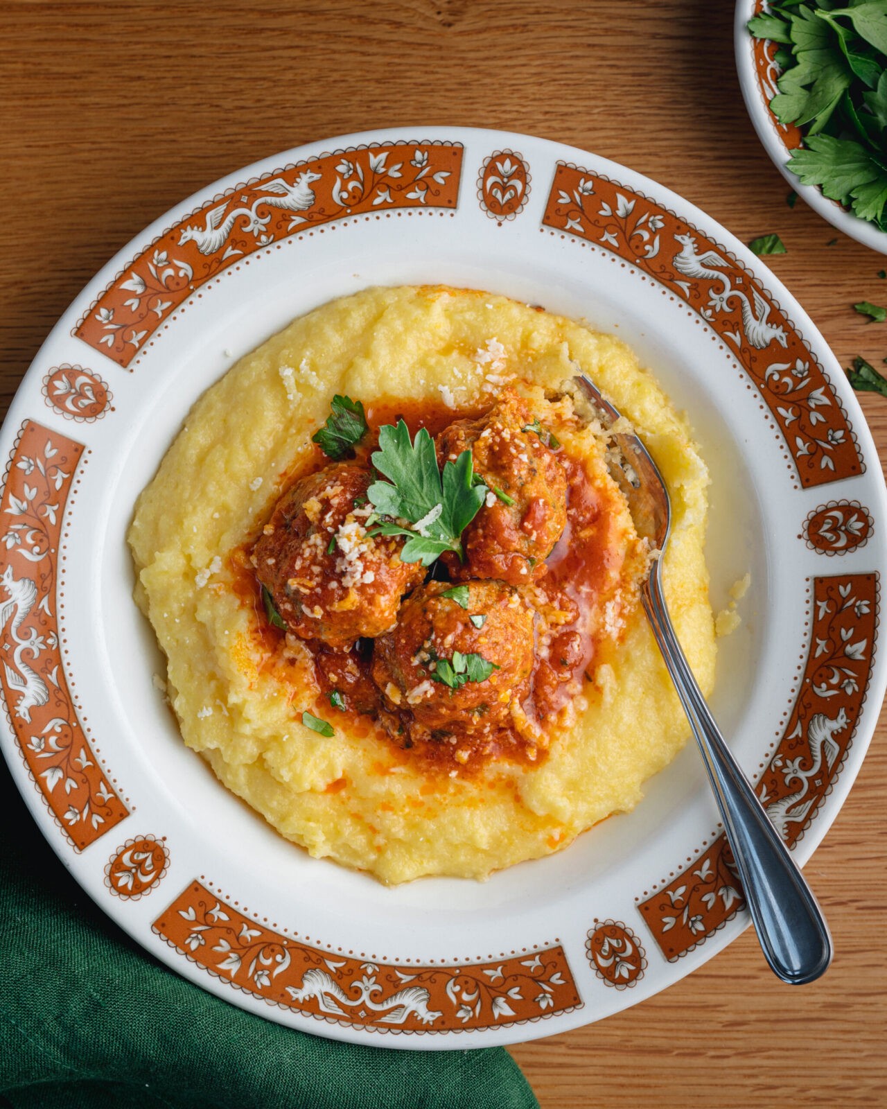 Saucy Meatballs on Polenta