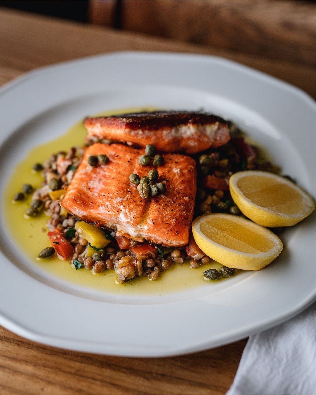 Rainbow Trout with Lentil Salad