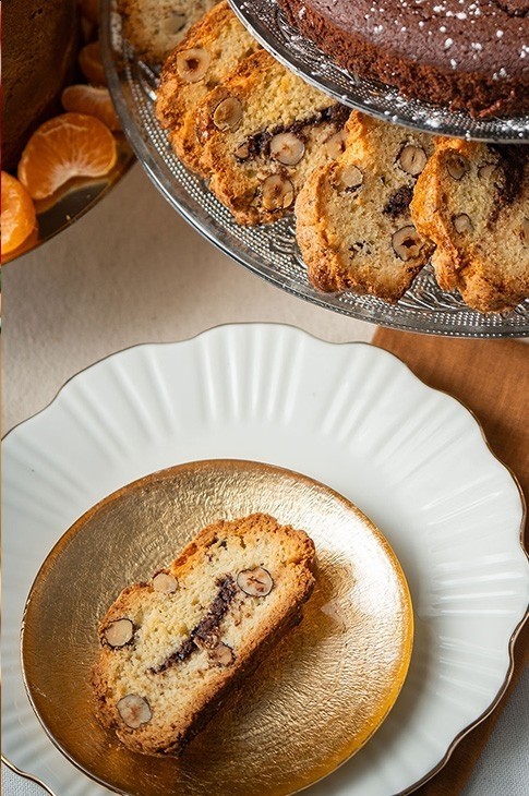 Stefano Faita's tasty, cunchy chocolate-hazelnut biscotti are perfect for dipping in coffee or tea.