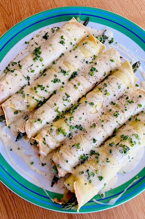 Crespelle au prosciutto cotto et asperges