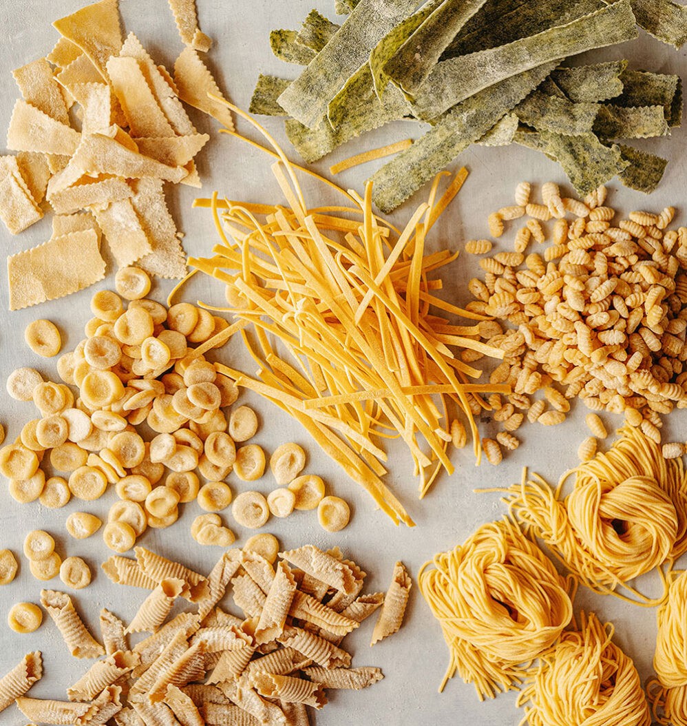 Several types of fresh pasta